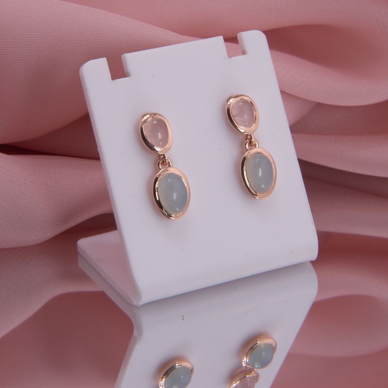 Ohrringe Rosenquarz Chalcedon rosevergoldet